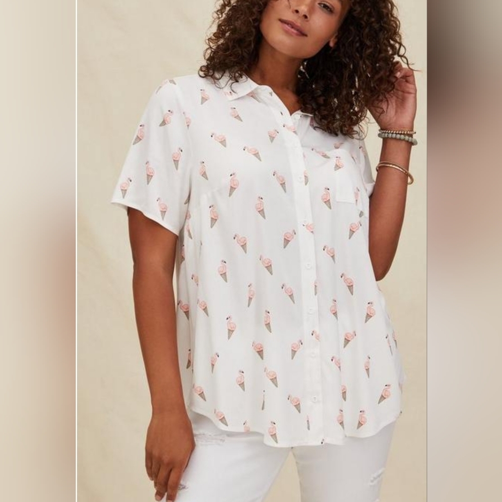 Torrid Stretch Challis Button Front Shirt
